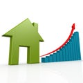 Green house with growth chart Royalty Free Stock Photo