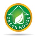 Green house icon with leaf Royalty Free Stock Photo