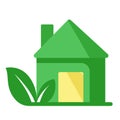 Green house icon with green leaf. Address or location icon. Royalty Free Stock Photo