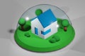 Green house isometric 3d render