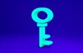 Green House key icon isolated on blue background. Minimalism concept. 3d illustration 3D render Royalty Free Stock Photo