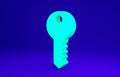 Green House key icon isolated on blue background. Minimalism concept. 3d illustration 3D render Royalty Free Stock Photo