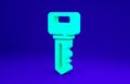 Green House key icon isolated on blue background. Minimalism concept. 3d illustration 3D render Royalty Free Stock Photo