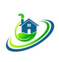 Green house leafs real estate logo