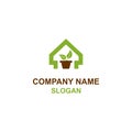 Green house leaves pot logo. Royalty Free Stock Photo