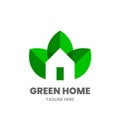 Green House logo design template. Abstract home with leaves. Royalty Free Stock Photo