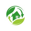 Green house logo vector. Eco green home. Eco Friendly house icon Royalty Free Stock Photo