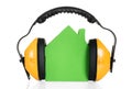 Green house model with headphone Royalty Free Stock Photo