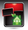 Green house on red stylized banner template