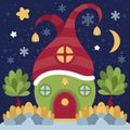 Merry Christmas Vector illustration. House.