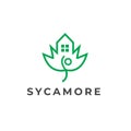 Green house vector logo. Building logo. Construction company emblem Royalty Free Stock Photo