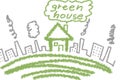 Green house versus polution. Environmental concept