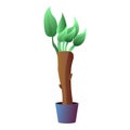 Green houseplant icon, cartoon style
