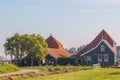 Green houses in small typical Dutch village at the Zaanse Schans