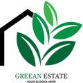 green housing simple leaves logo