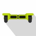 Green hoverboard icon, flat style