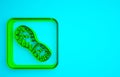 Green Human footprints shoes icon isolated on blue background. Shoes sole. Minimalism concept. 3d illustration 3D render Royalty Free Stock Photo
