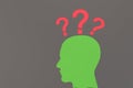 Green human head with question marks Royalty Free Stock Photo