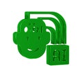 Green Humanoid robot icon isolated on transparent background. Artificial intelligence, machine learning, cloud computing Royalty Free Stock Photo