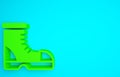 Green Hunter boots icon isolated on blue background. Minimalism concept. 3d illustration 3D render