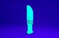 Green Hunter knife icon isolated on blue background. Army knife. Minimalism concept. 3d illustration 3D render