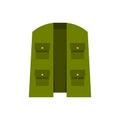 Green hunter vest icon, flat style