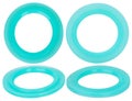 Green hydraulic and pneumatic o-ring seals isolated on white background. Rubber rings.