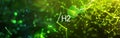 Green hydrogen molecule structure connected with abstract glowing network patterns Royalty Free Stock Photo