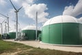 Green Hydrogen renewable energy production facility - green hydrogen gas for clean electricity solar and windturbine facility Royalty Free Stock Photo