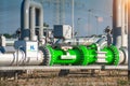 Green Hydrogen renewable energy production pipeline - green hydrogen gas for clean electricity solar and windturbine facility