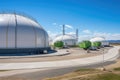 green hydrogen storage tanks in renewable energy facility