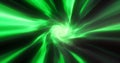 Green hypertunnel spinning speed tunnel made of twisted swirling energy magic glowing light lines abstract background Royalty Free Stock Photo