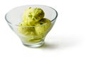 Green Ice-cream balls with fruit pieces Royalty Free Stock Photo