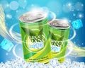 Green ice tea advertising vector realistic illustration Royalty Free Stock Photo