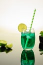 GREEN ICED DRINK DECORATED WITH LEMON Royalty Free Stock Photo