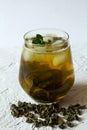 Green iced tea in a glass. Royalty Free Stock Photo