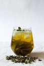 Green iced tea in a glass. Royalty Free Stock Photo