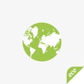 Green icon of ecology. Globe on a light background Royalty Free Stock Photo