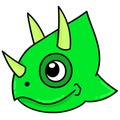 Green iguana head emoticon with smiling face,