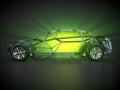 Green abstract car illuminated