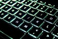 Green Illuminated keyboard angle Royalty Free Stock Photo