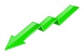 Green indication arrow. Moving down 3d financinal sign