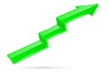Green indication arrow. Moving up 3d financinal sign