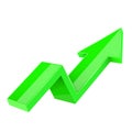 Green indication arrow. Up rising financial sign