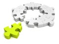 Green individual piece for puzzle round concept Royalty Free Stock Photo