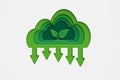 Green industries business concept. Net zero emissions. Renewable energy, ecology solutions, green plant inside cloud ,grunge