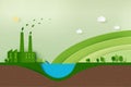 Green industry and alternative renewable energy.Green eco friendly background.Paper art of ecology and environment concept. Vector Royalty Free Stock Photo