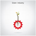 Green industry concept. Small plant and gear symbol, business an
