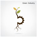 Green industry concept. Small plant and gear symbol, business an