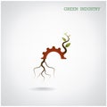 Green industry concept. Small plant and gear symbol, business an